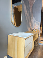 Lade das Bild in den Galerie-Viewer, Waschplatz Eiche massive Unikat 146 x 50 cm, Korpus Höhe 53 - 28 cm